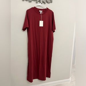 COS dark red tshirt dress